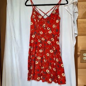 Red floral dress
